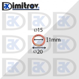 Дифтунга Ø 15 х Ø 20 х 1 mm медна